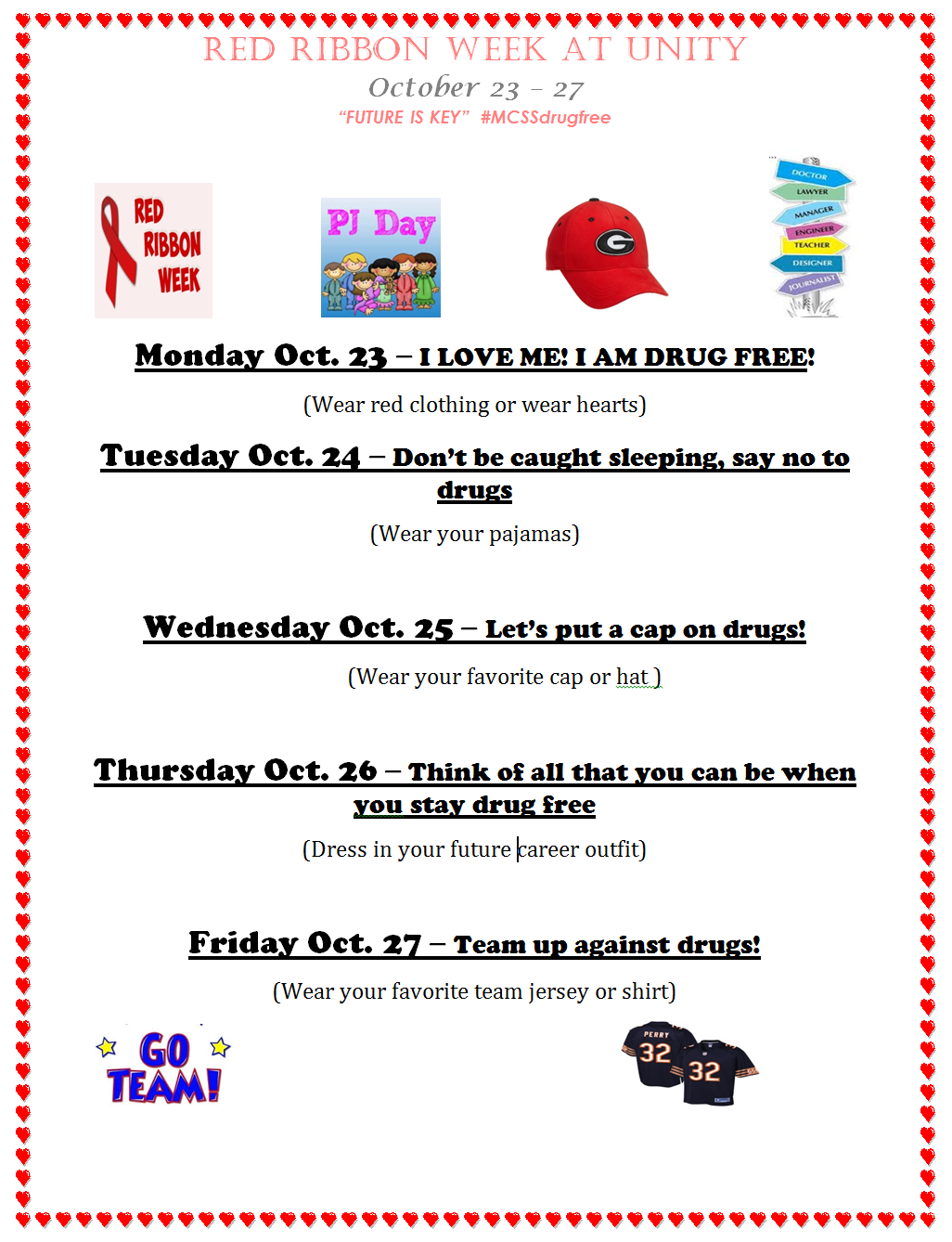 Red Ribbon Week Activities at UES (October 23rd 27th) Unity Elementary