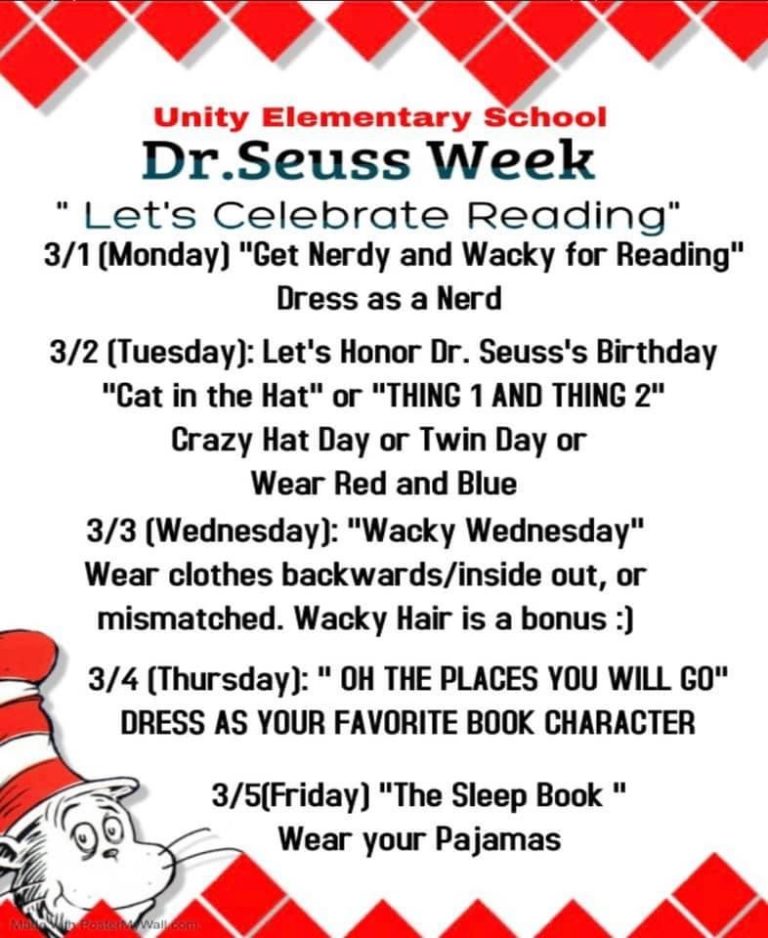 Dr. Seuss Week Activities Unity Elementary